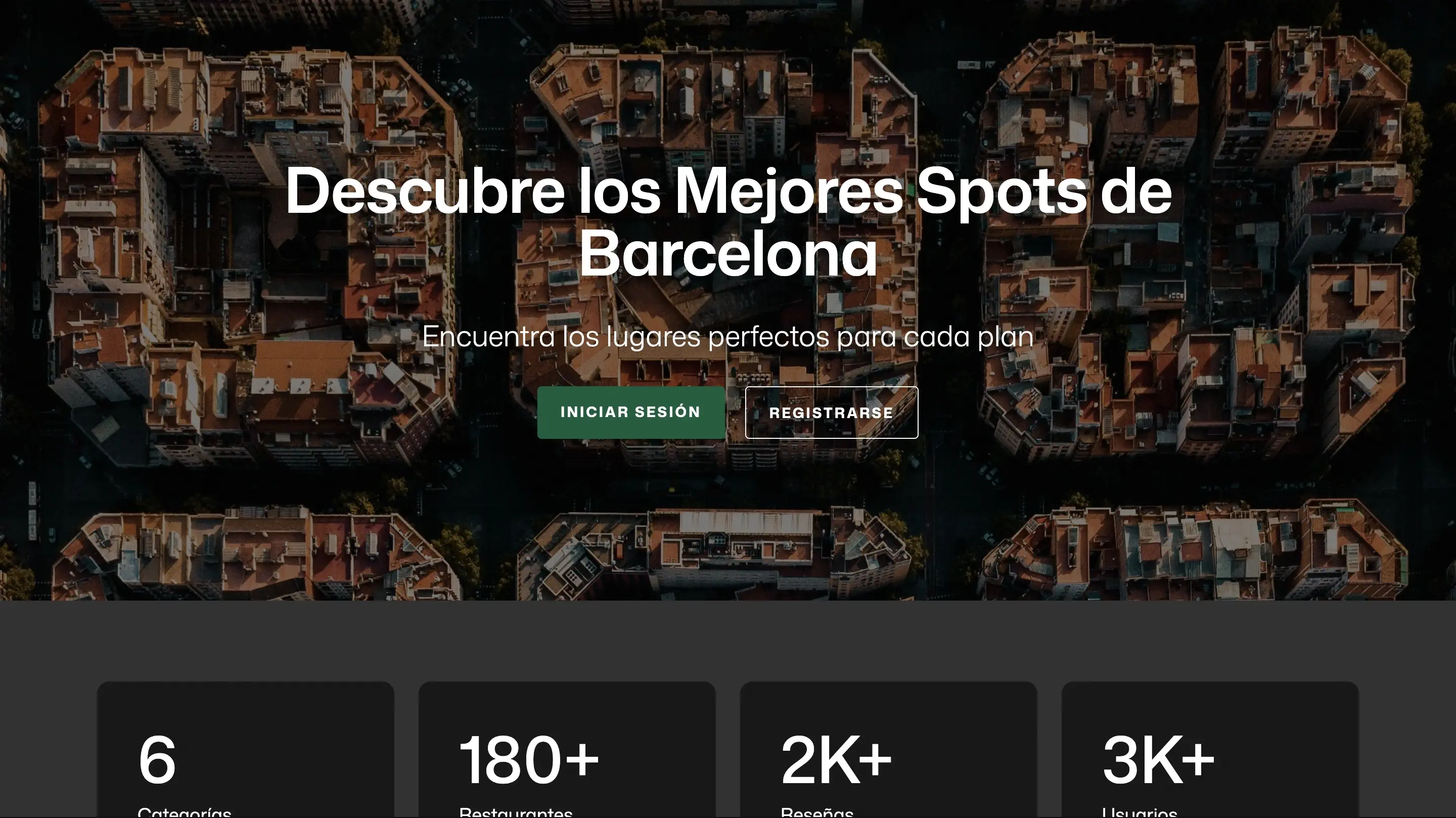 A screenshot of a web app to find nice spots in Barcelona
